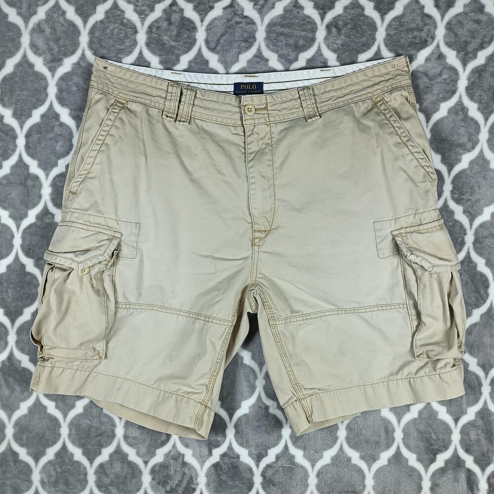 Polo Ralph Lauren Cargo Shorts Men 42 Khaki Cotton Utility Pockets